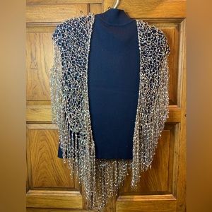 Hand crochet sparkling multicolored shawl